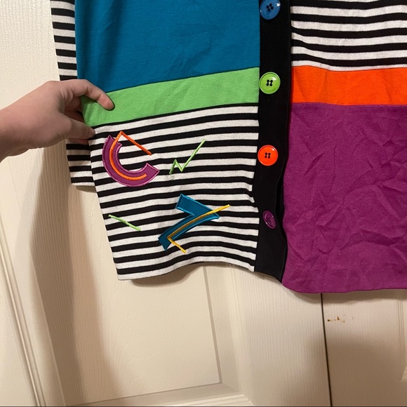 Barbara Gerwit multicolor Y2K 90's striped cardigan vintage - Picture 3 of 6